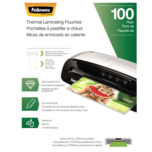 Fellowes 9"x11.5" Thermal Laminating Pouches - 5 mil - 100 Pack