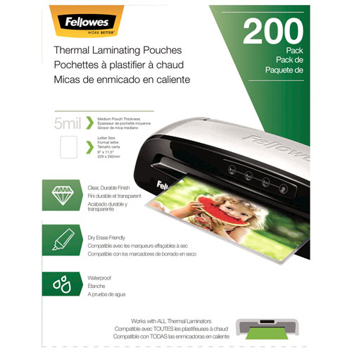 Fellowes 9"x11.5" Thermal Laminating Pouches - 5 mil - 200 Pack