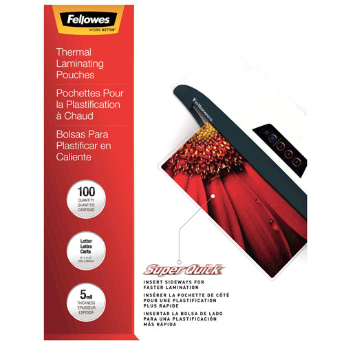 Fellowes SuperQuick 9"x11.5" Thermal Laminating Pouches - 5 mil - 100 Pack