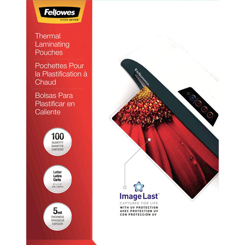 Fellowes ImageLast 9"x11.5" Thermal Laminating Pouches with UV Protection - 5 mil - 100 Pack
