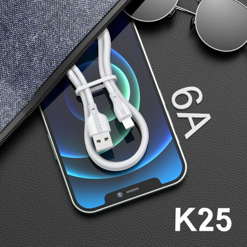 KINGLEEN 1m Braided Lightning to USB-A Cable - Moon White