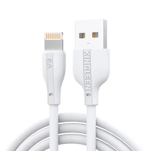 KINGLEEN 1m Braided Lightning to USB-A Cable - Moon White