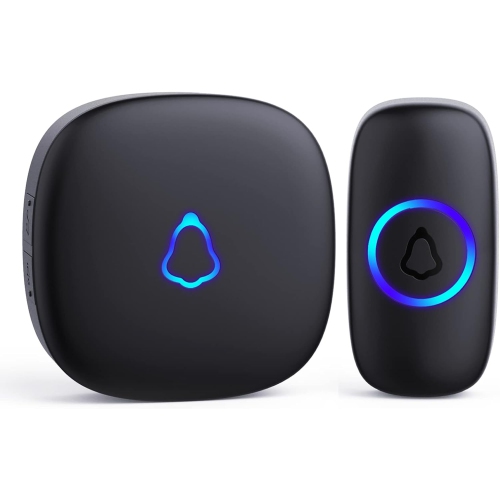 Wireless Doorbell, Adjustable Volumes, 58 Chimes, Easy Installation, 1000Ft Operating Range, LED Indicator, Black