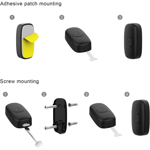 Wireless Doorbell, Adjustable Volumes, 58 Chimes, Easy Installation, 1000Ft Operating Range, LED Indicator, Black