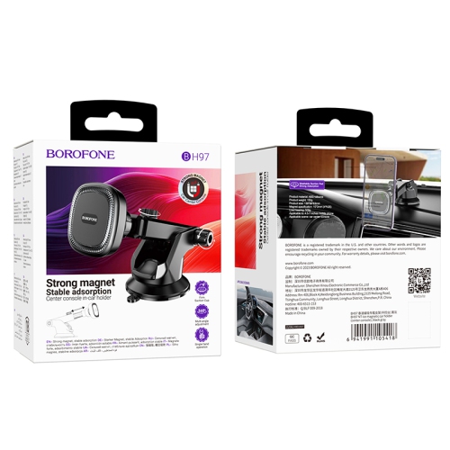 BOROFONE BH97 Car Magnetic Phone Holder Dashboard Windshield Holder Mount with Flexible Arm Built-in Strong Magnets Suction Cup Phone Holder