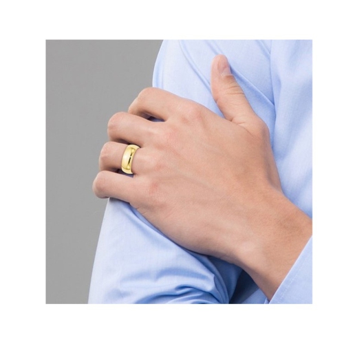 Mens 10K Yellow Gold 8mm Polished Wedding Band Ring