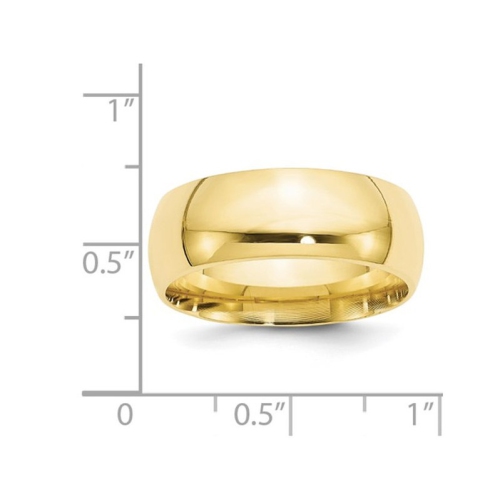 Mens 10K Yellow Gold 8mm Polished Wedding Band Ring