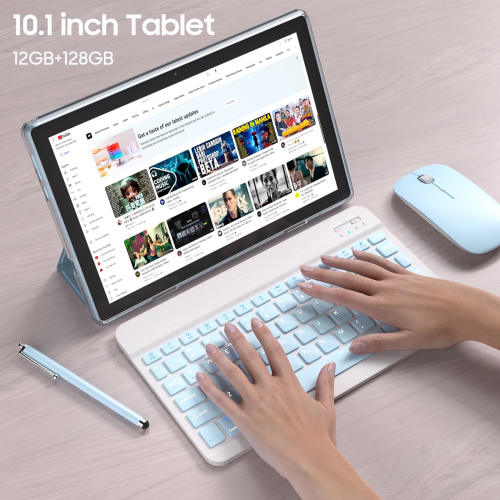 TUTT 10” Tablet Android 13 Keyboard, Mouse, Case, Stylus, 128GB ROM+12GB RAM | Dual Camera CP20 128GB SanDisk