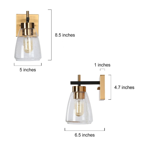 Black and Gold Bathroom Wall Lighting, 5-in W 1-Light Matte Black and Brass Gold Modern/Contemporary LED Wall Sconce