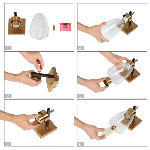 Black and Gold Bathroom Wall Lighting, 5-in W 1-Light Matte Black and Brass Gold Modern/Contemporary LED Wall Sconce