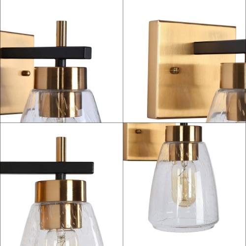Black and Gold Bathroom Wall Lighting, 5-in W 1-Light Matte Black and Brass Gold Modern/Contemporary LED Wall Sconce