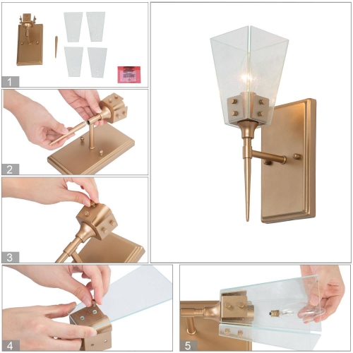 Bell Gold Vanity Light Bathroom Wall Light, 4-in W 1-Light Gold and Blue Crystal Bell Modern/Contemporary LED Wall Sconce