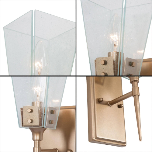 Bell Gold Vanity Light Bathroom Wall Light, 4-in W 1-Light Gold and Blue Crystal Bell Modern/Contemporary LED Wall Sconce