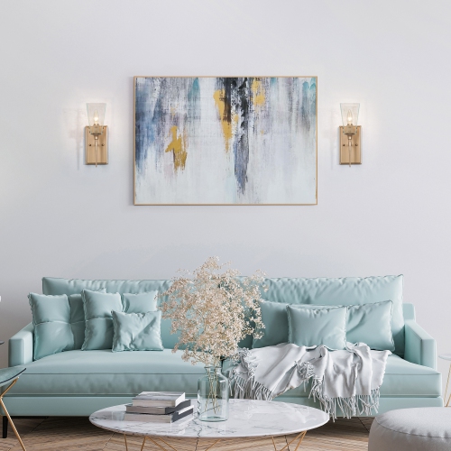 Bell Gold Vanity Light Bathroom Wall Light, 4-in W 1-Light Gold and Blue Crystal Bell Modern/Contemporary LED Wall Sconce