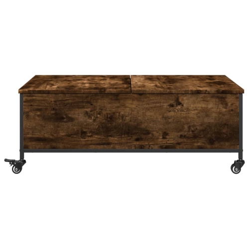 vidaXL Coffee Table with&nbsp;Wheels Smoked Oak 91x55x34 cm Engineered&nbsp;Wood
