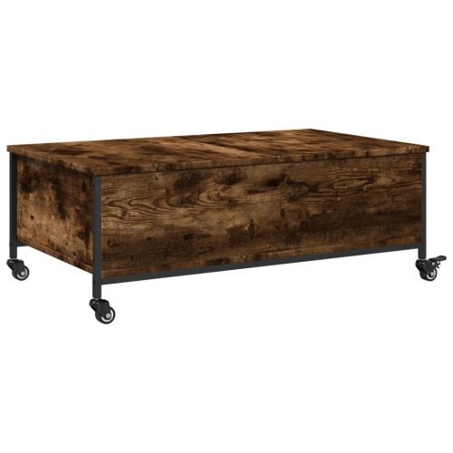vidaXL Coffee Table with&nbsp;Wheels Smoked Oak 91x55x34 cm Engineered&nbsp;Wood