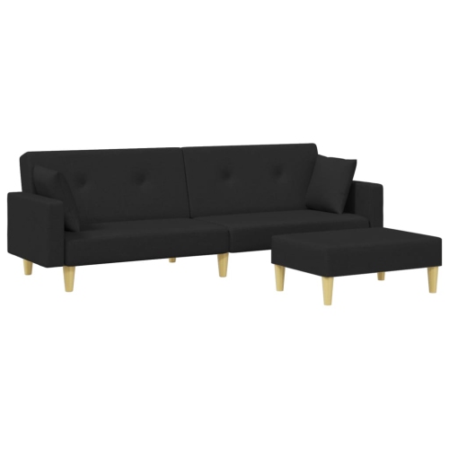 VIDAXL  2-Seater Sofa Bed With Footstool Fabric In Black