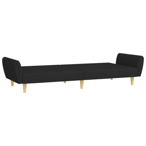 vidaXL 2-Seater Sofa Bed with Footstool Black Fabric