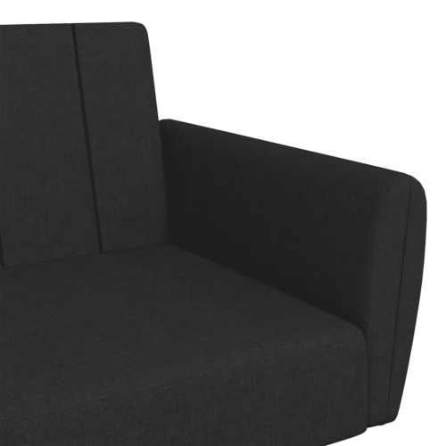 vidaXL 2-Seater Sofa Bed with Footstool Black Fabric
