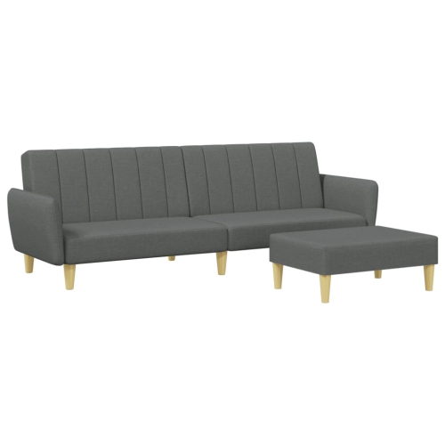 vidaXL 2-Seater Sofa Bed with Footstool Dark Grey Fabric