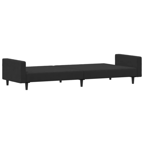 vidaXL 2-Seater Sofa Bed with Footstool Black Velvet
