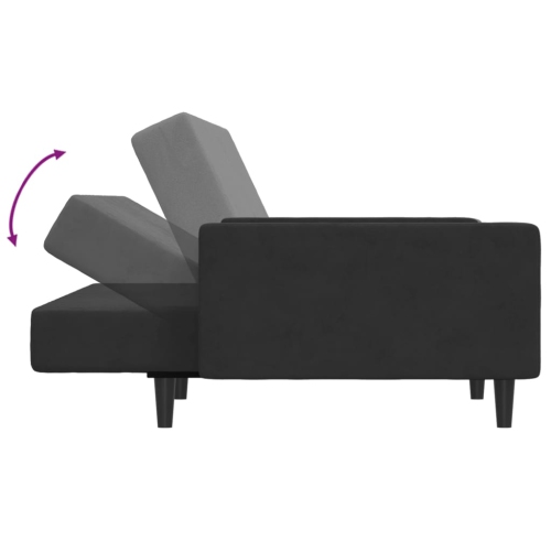 vidaXL 2-Seater Sofa Bed with Footstool Black Velvet
