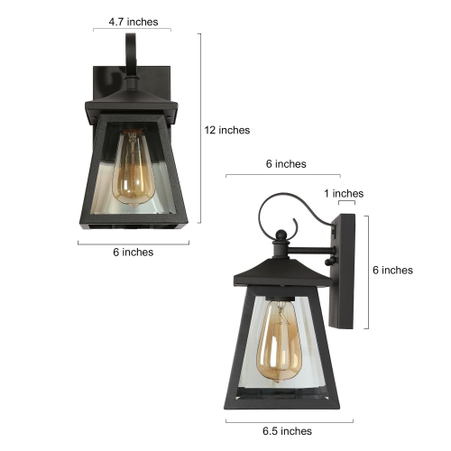 Farmhouse Black Outdoor Wall Sconce, 1-Light Modern Outdoor Lantern Sconce Light with Clear Glass Shade