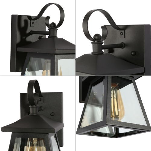 Farmhouse Black Outdoor Wall Sconce, 1-Light Modern Outdoor Lantern Sconce Light with Clear Glass Shade