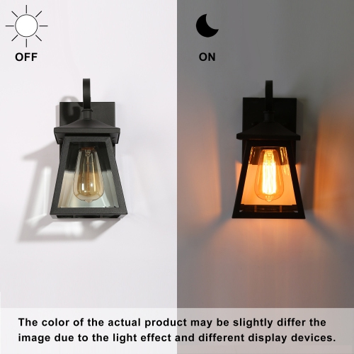 Farmhouse Black Outdoor Wall Sconce, 1-Light Modern Outdoor Lantern Sconce Light with Clear Glass Shade