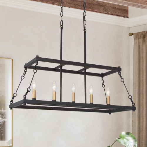 UOLFIN  Modern Farmhouse Dining Room Chandelier, 30-In 5-Light Kitchen Island Chandelier Pendant Lights for Dining Room Entryway Living Room