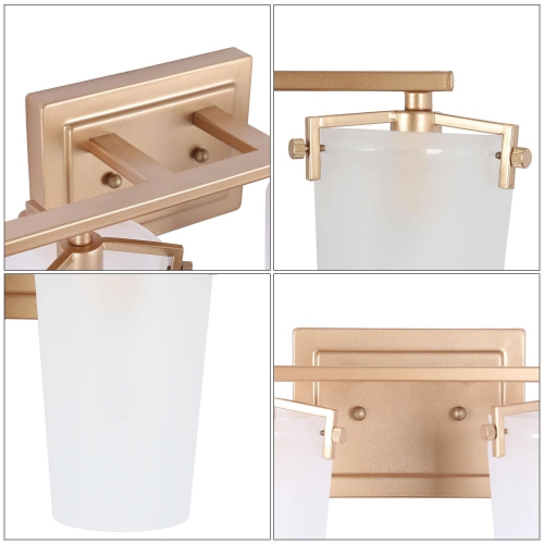 Modern Farmhouse Bathroom Vanity Light 4-Light Gold Wall Sconces with Bell Frosted Glass Shades