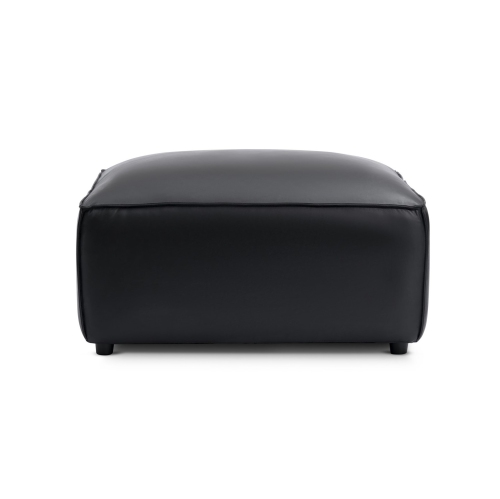 Valencia Nathan Full Aniline Nappa 11000 Top-Grain Leather Black Ottoman