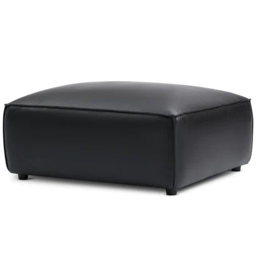 Valencia Nathan Full Aniline Nappa 11000 Top-Grain Leather Black Ottoman