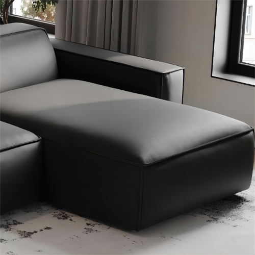 Valencia Nathan Aniline Nappa 11000 cuir pleine fleur modulaire Noir 3 sièges et 2 sièges de sofa