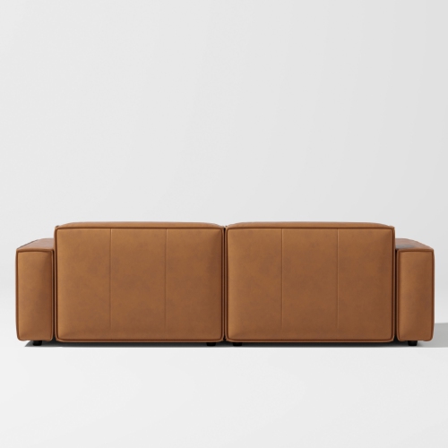Valencia Nathan Aniline Nappa 11000 Top-Grain Leather Modular Caramel Brown Loveseats Sofa