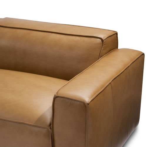 Valencia Nathan Aniline Nappa 11000 Top-Grain Leather Modular Caramel Brown Loveseats Sofa