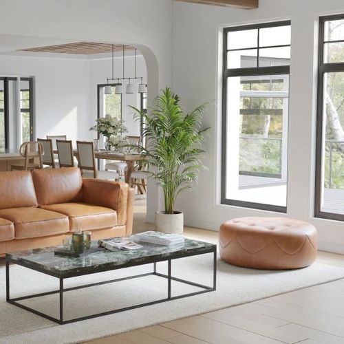 Valencia Brandy Nappa 11000 Top-Grain Leather Cognac Ottoman