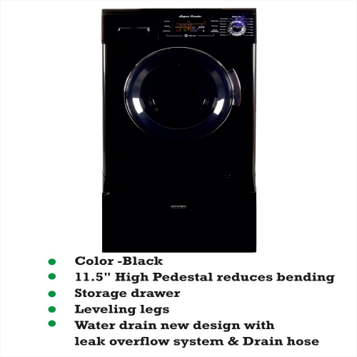 Equator Laundry Pedestal with Drawer in Black