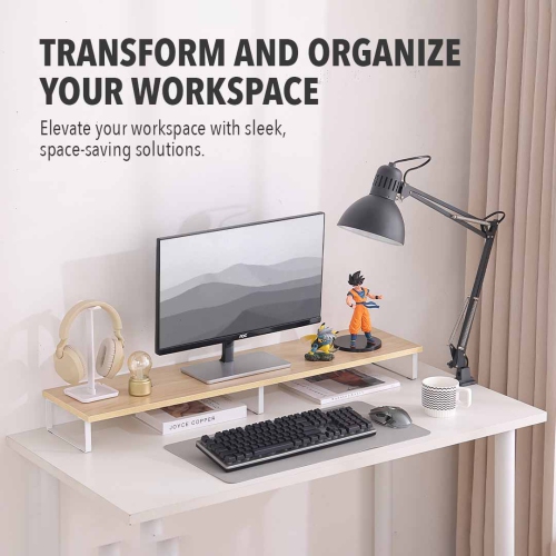 MotionGrey Monitor Stand Riser, 39.4 Inch Ergonomic Desk & tabletop Desktop Stand for Laptop, Desktop Shelf, Computer, MacBook, Notebook, PC - Light