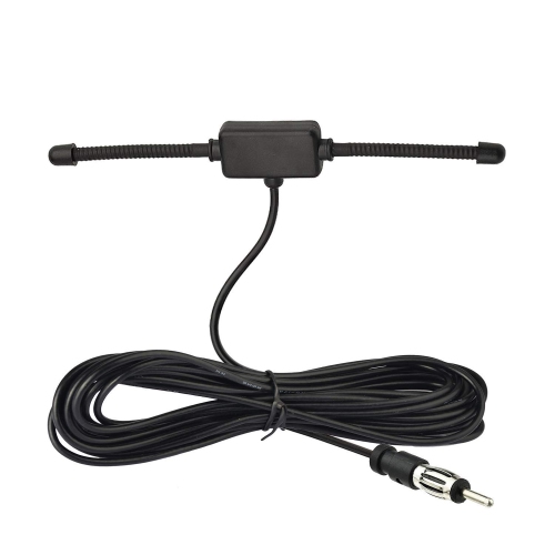 Universal Car Stereo AM FM Dipole Antenna: Adhesive Mount, 10ft Cable, DIN Plug Connector. Ideal for Vehicle Truck SUV Radio Head Unit Receivers