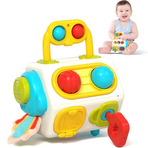 TOYTEXX  Busy Cube, 9-In-1 Activity Cube Education Sensory Learning Toy for Baby, Toddler, 18 Months And Up