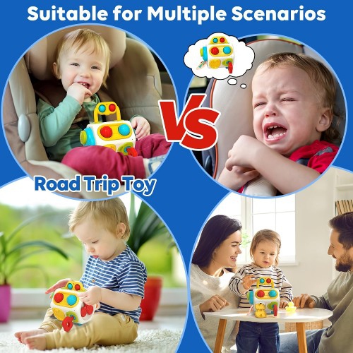 Busy Cube, 9-in-1 Activity Cube Education Sensory Learning Toy for Baby, Toddler, 18 Months and Up