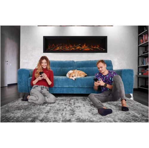 AMANTII  Symmetry Lumina 60" Indoor Outdoor Built In Smart Electric Fireplace, Wifi Enabled, Programable Remote Control, Multi Speed Flame, Comes \w