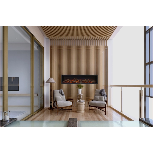 Symmetry Lumina 42" Indoor Outdoor Built In Smart Electric Fireplace, WiFi Enabled, Programable Remote Control , Multi Speed Flame, Comes with Real