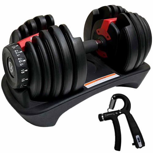 MotionGrey Adjustable Dumbbell 5 to 52.5 LB, Free High Strength Hand Grip Included 15 Adjustable Weight Settings Dumb Bell Barbell, Anti-slip Metal H