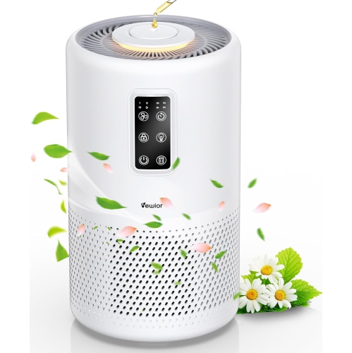Air Purifiers for Home Large Room with Night Light up to 1076ft², VEWIOR H13 True HEPA Air Cleaner with Fragrance Sponge, Sleep Mode, Timer, Speed,