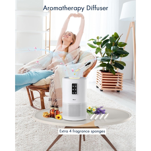Air Purifiers for Home Large Room with Night Light up to 1076ft², VEWIOR H13 True HEPA Air Cleaner with Fragrance Sponge, Sleep Mode, Timer, Speed,