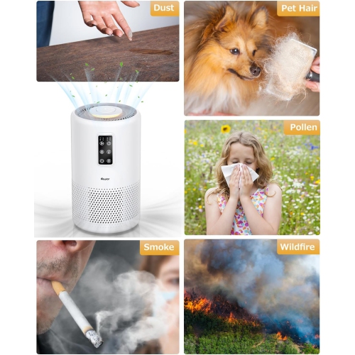 Air Purifiers for Home Large Room with Night Light up to 1076ft², VEWIOR H13 True HEPA Air Cleaner with Fragrance Sponge, Sleep Mode, Timer, Speed,