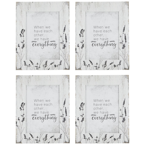 Weathered Floral Picture Frames - for 5" x 7" Photos - White - Set of 4