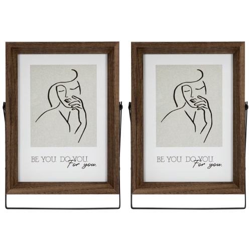 Wooden Picture Frames with Display Stand - for 5" x 7" Photo - Set of 2